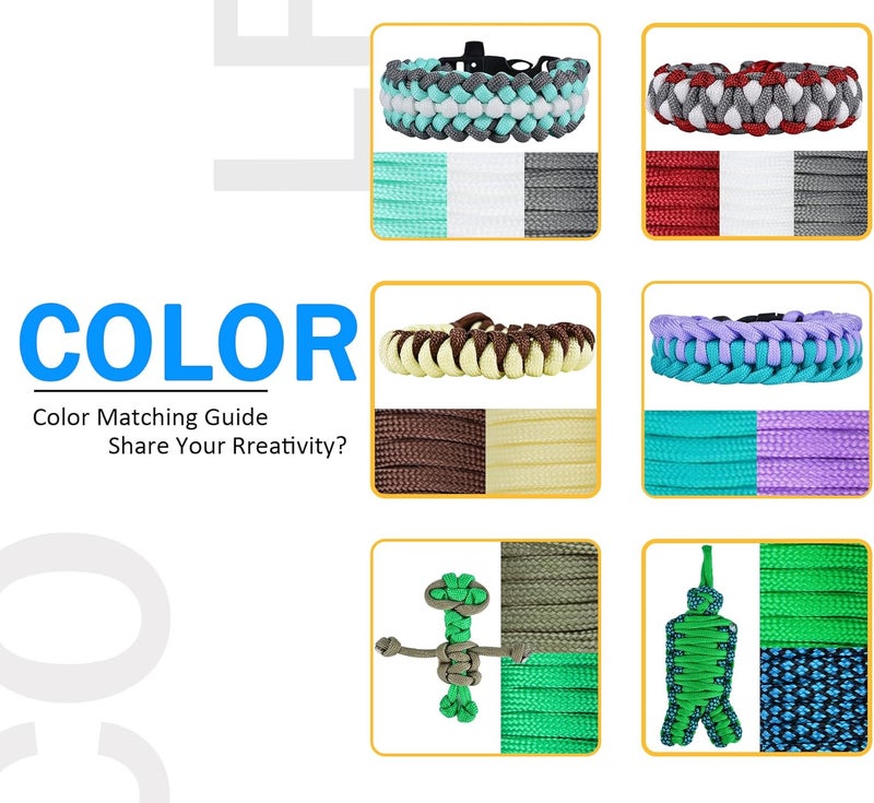 MONOBIN Paracord 550 Combo kit, 24 Colors 10ft Paracord Rope with Instruction, Multifunction Parachute Cord for Making Paracord Bracelets, Lanyard, Dog Collar, Idea for Gift… - Image 3